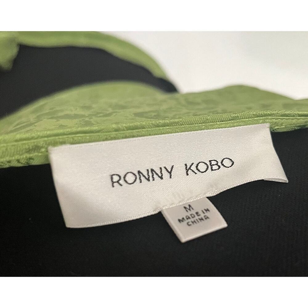 Ronny Kobo Satin Wrap Puff Sleeve Crop Top - Picture 6 of 7